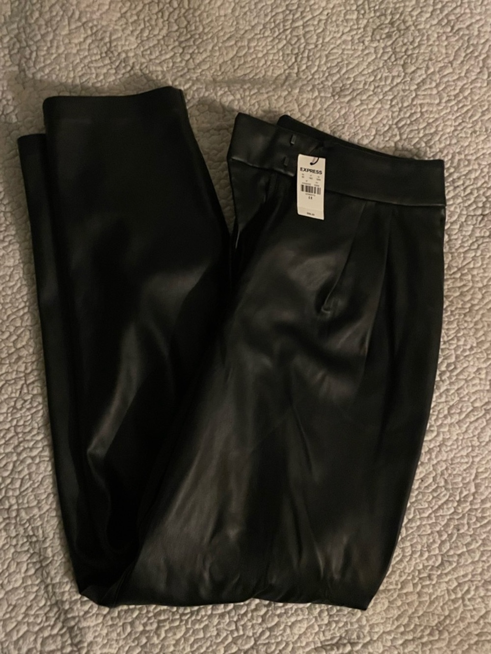 NWT Express High-Rise Faux Leather Tapered Pants - Black - Picture 3 of 4